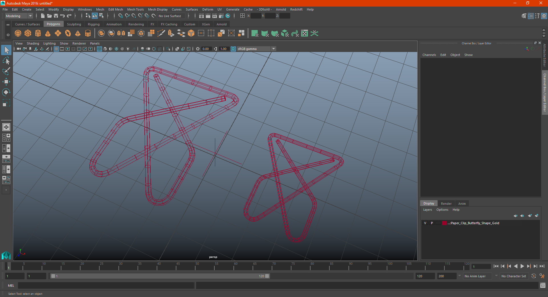 Paper Clip Butterfly Shape Metal 3D