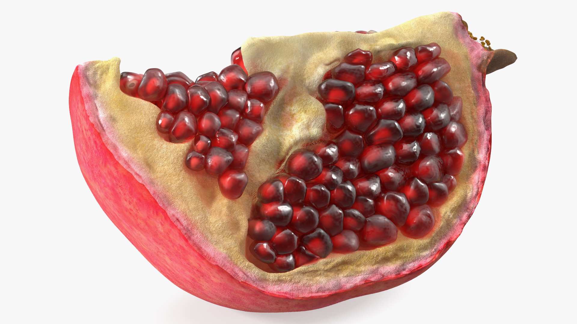 3D Fresh Pomegranate Quarter Slice