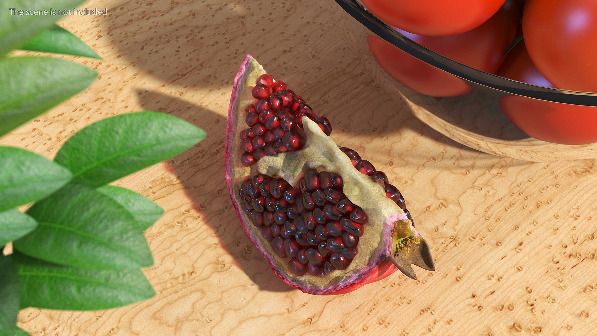 3D Fresh Pomegranate Quarter Slice