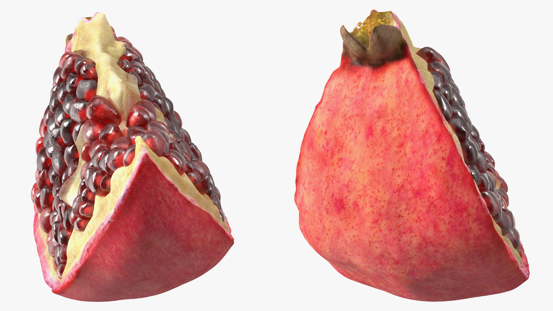 3D Fresh Pomegranate Quarter Slice