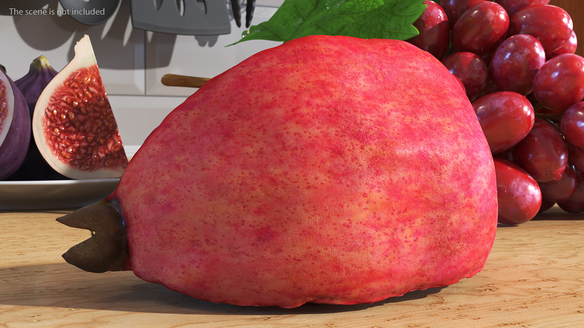 3D Fresh Pomegranate Quarter Slice