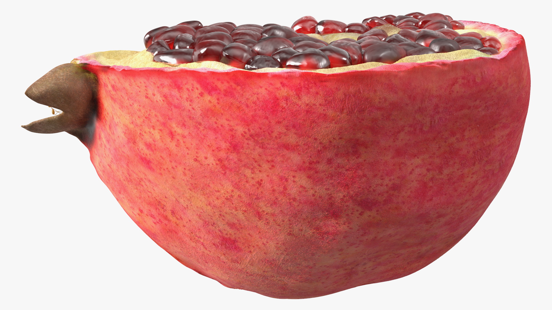 3D Fresh Pomegranate Quarter Slice