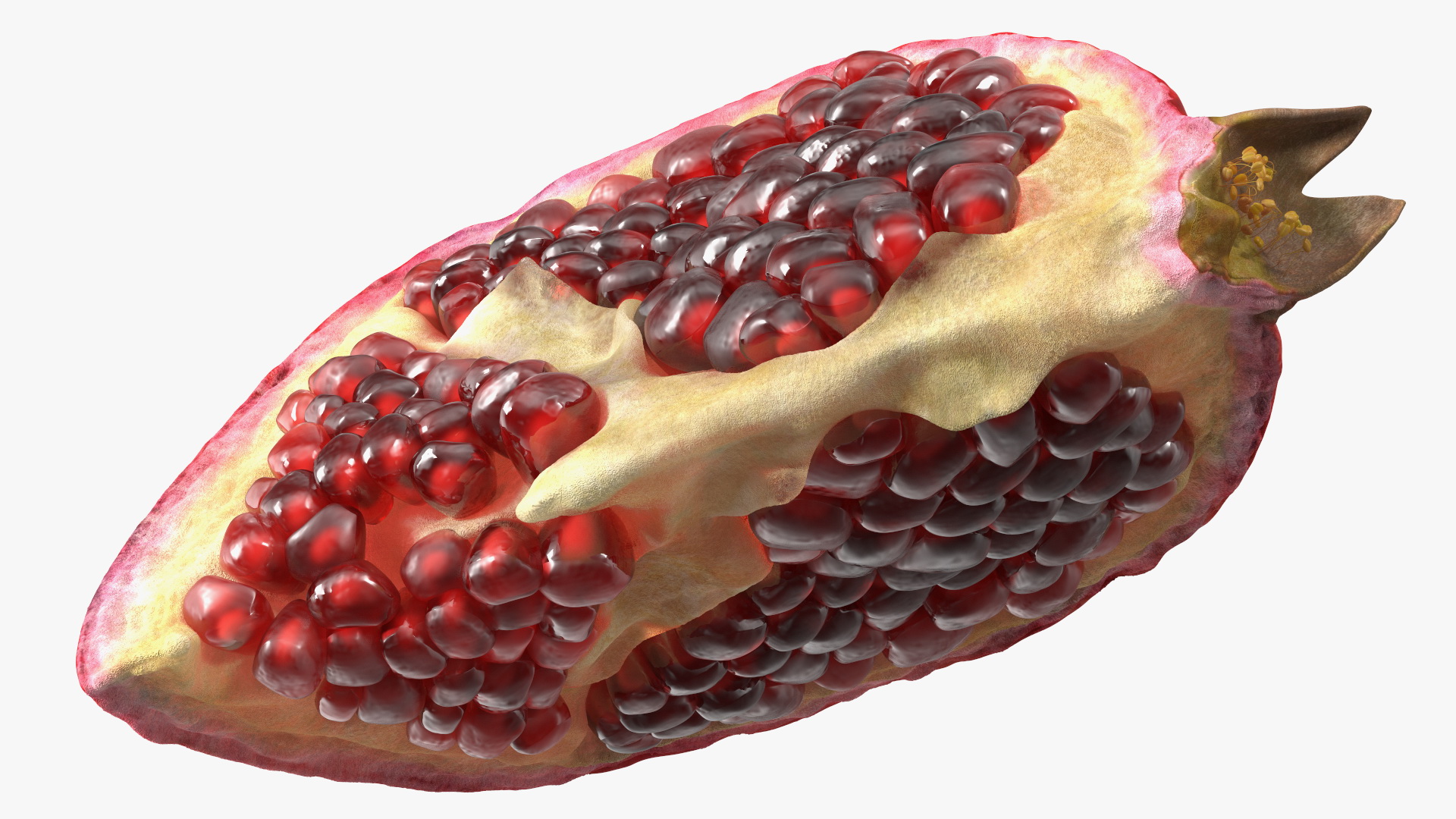 3D Fresh Pomegranate Quarter Slice