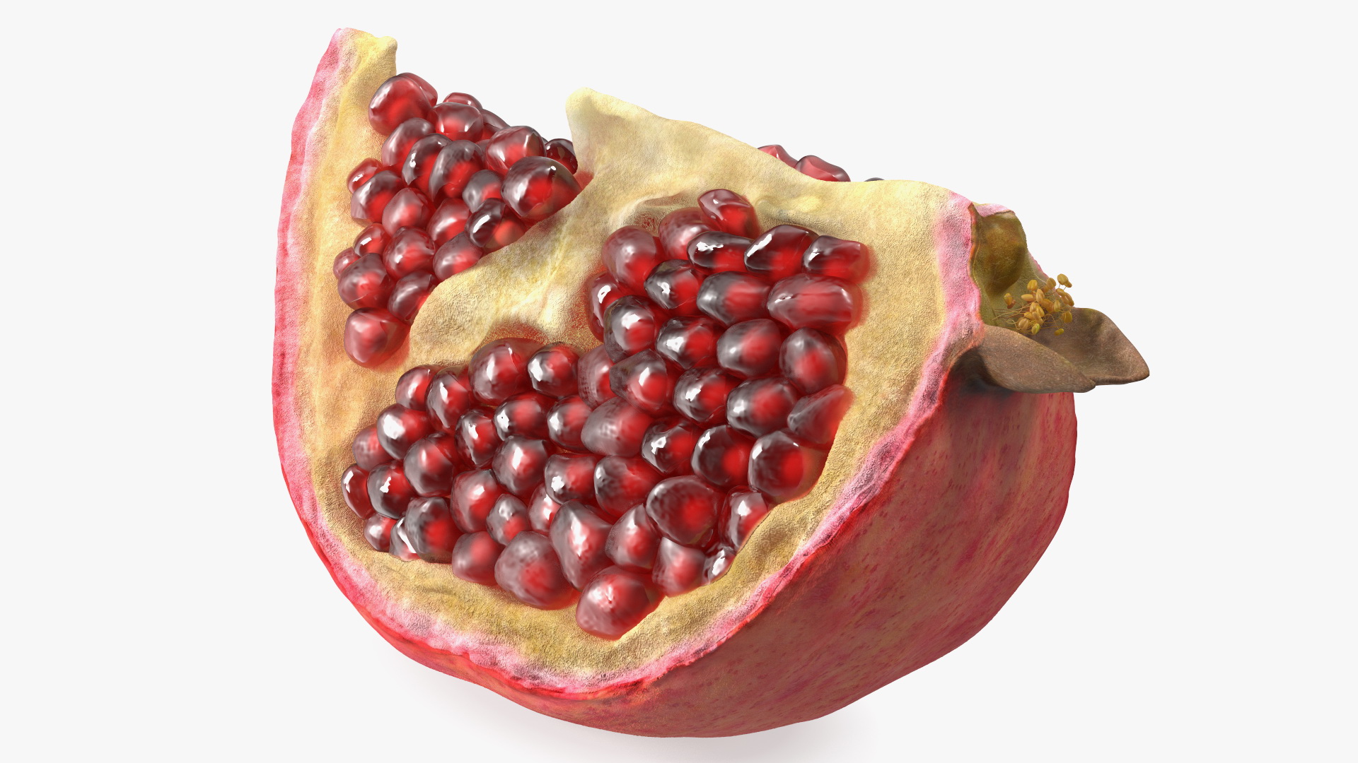 3D Fresh Pomegranate Quarter Slice