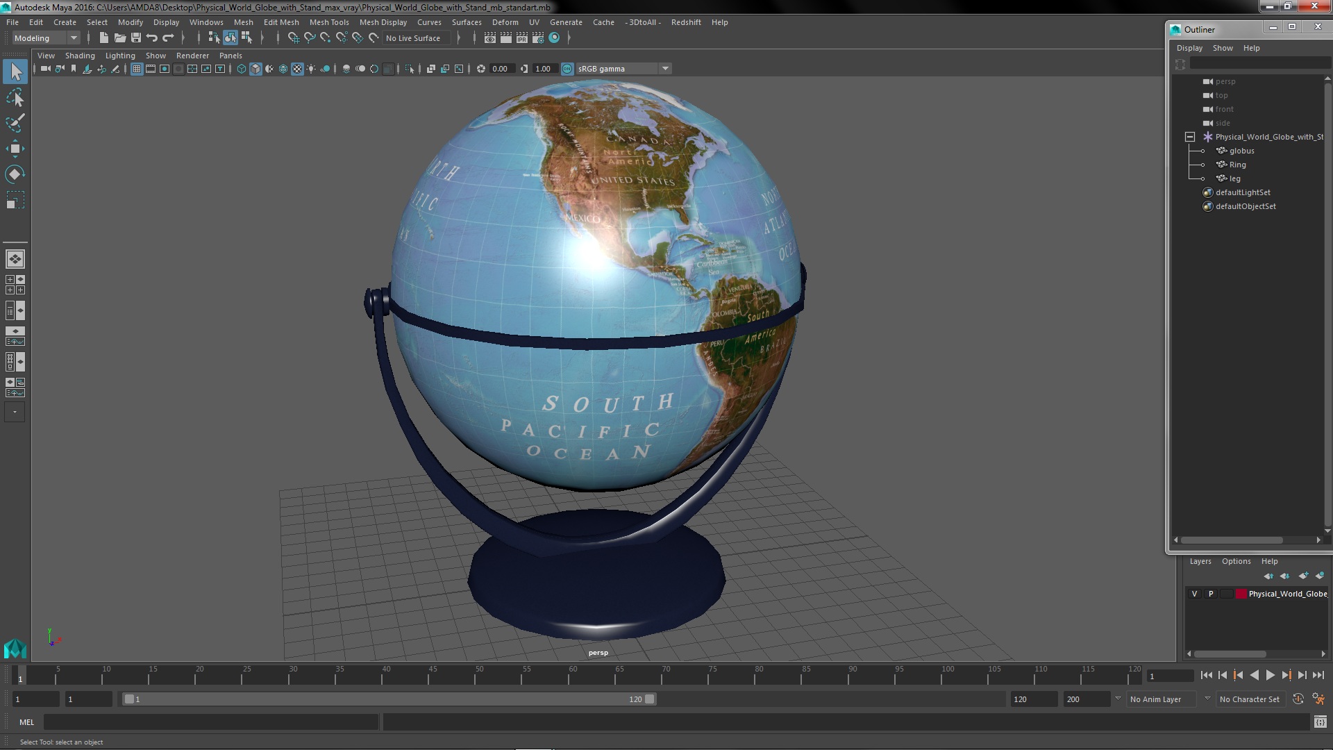 3D Physical World Globe with Stand