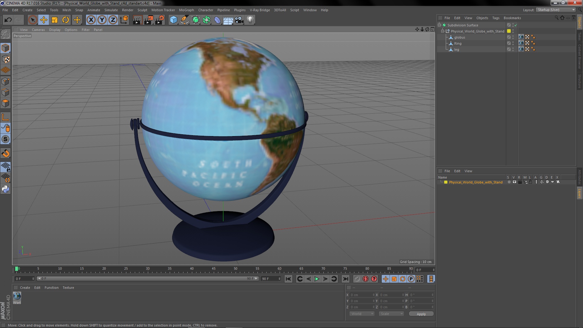 3D Physical World Globe with Stand