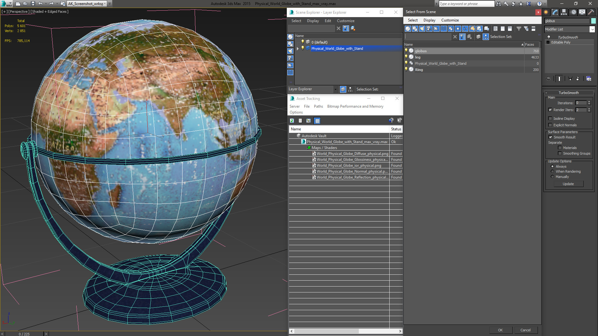 3D Physical World Globe with Stand