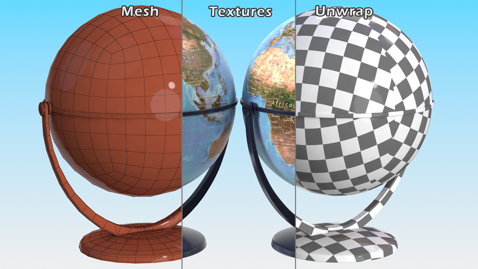 3D Physical World Globe with Stand