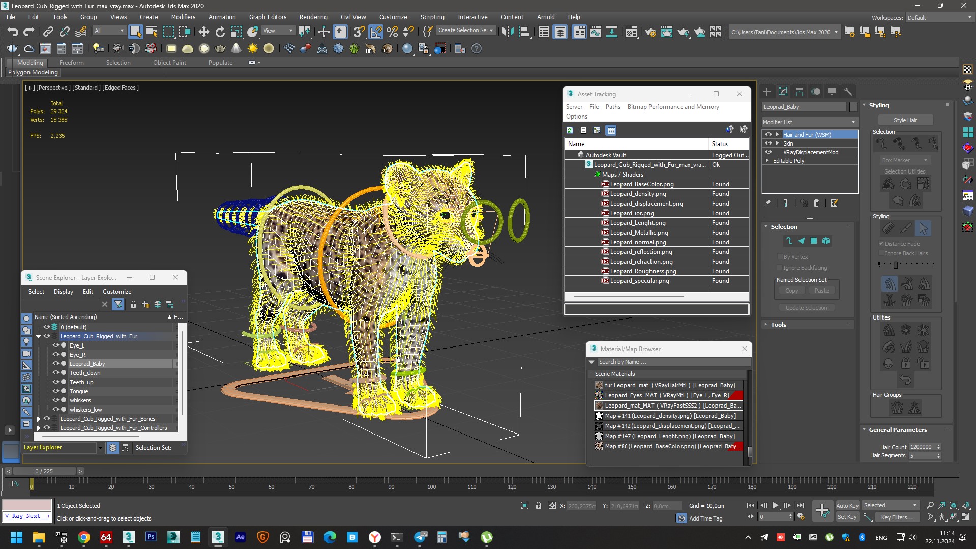 Leopard Cub Rigged with Fur 3D