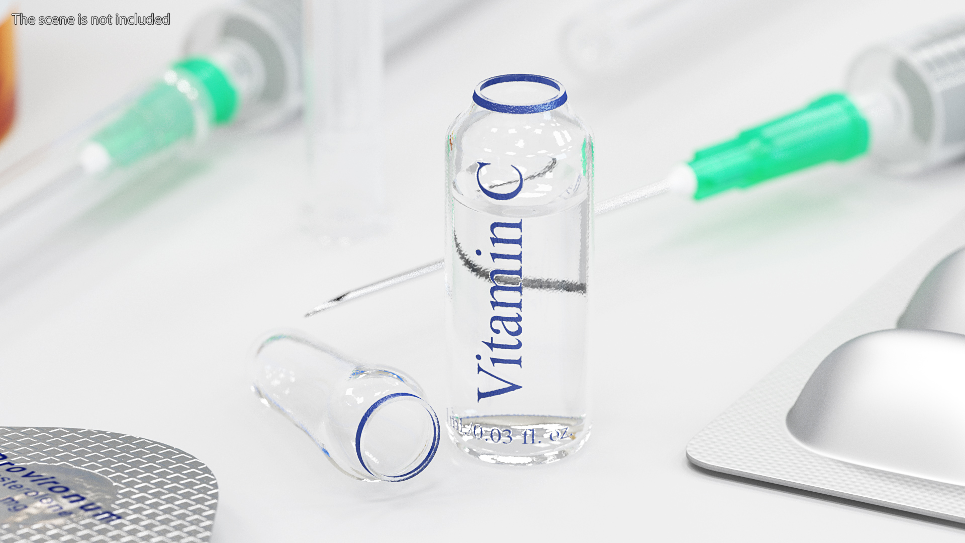 Ascorbic Acid 1ml Ampoule Opened 3D
