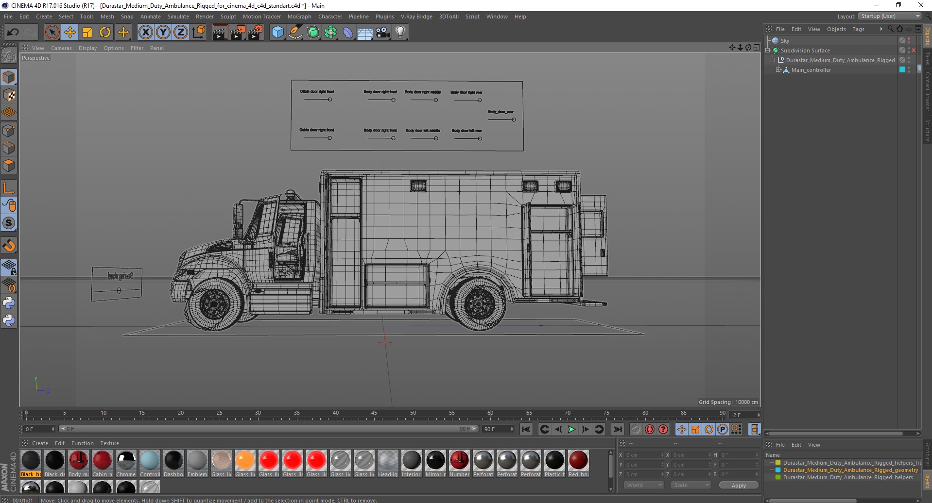 3D Durastar Medium Duty Ambulance Rigged for Cinema 4D