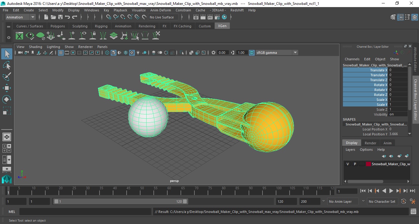 3D Snowball Maker Clip with Snowball model