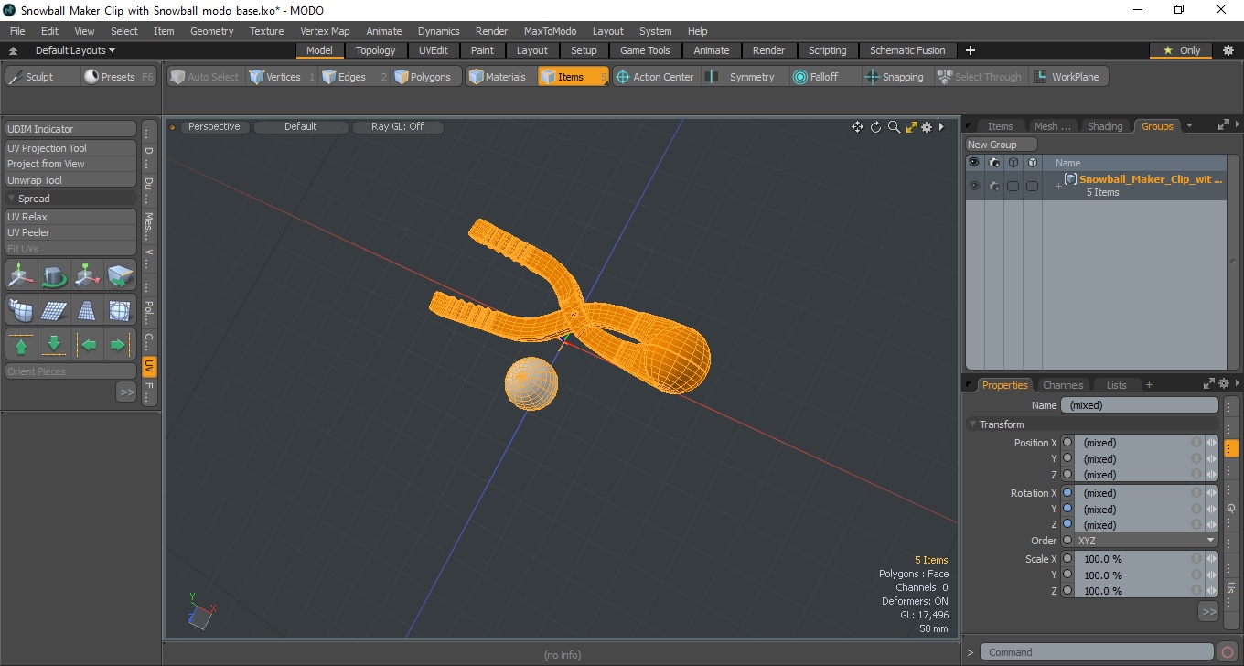 3D Snowball Maker Clip with Snowball model