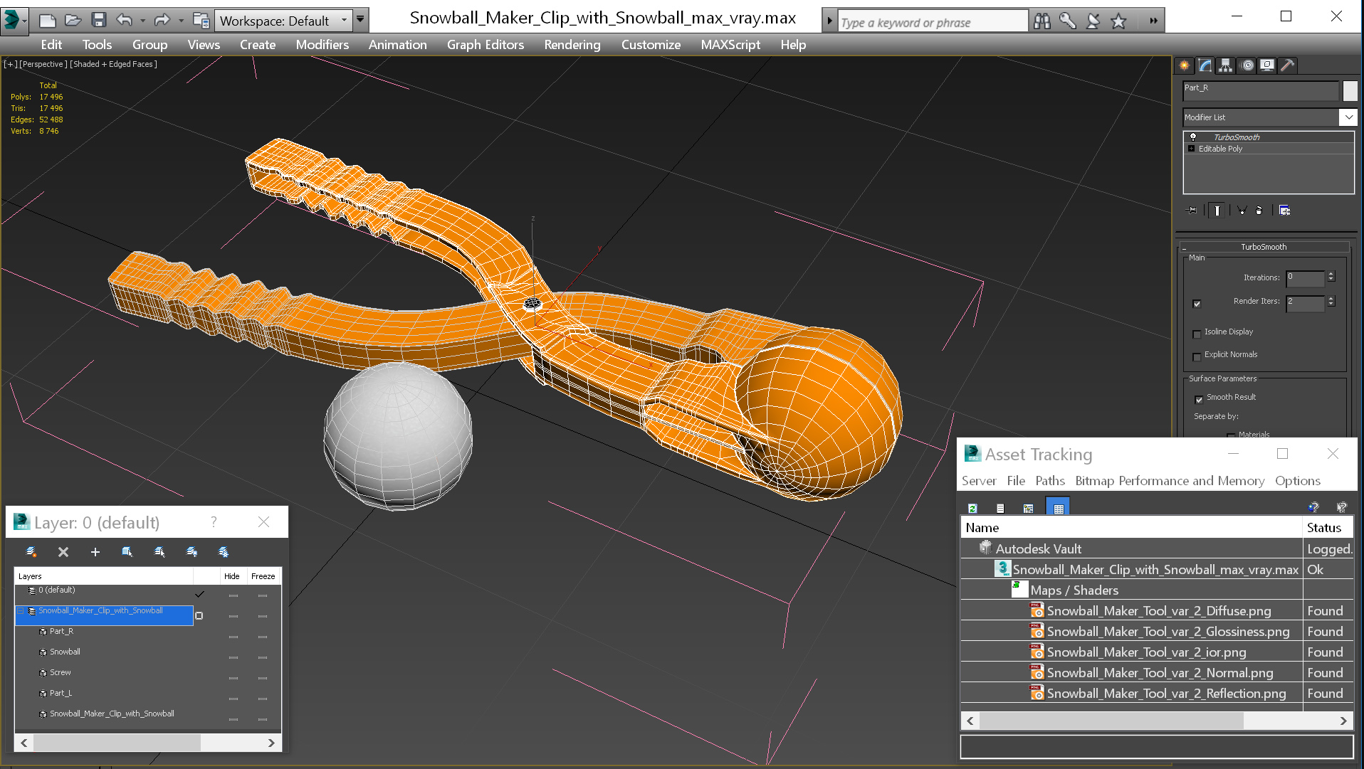 3D Snowball Maker Clip with Snowball model