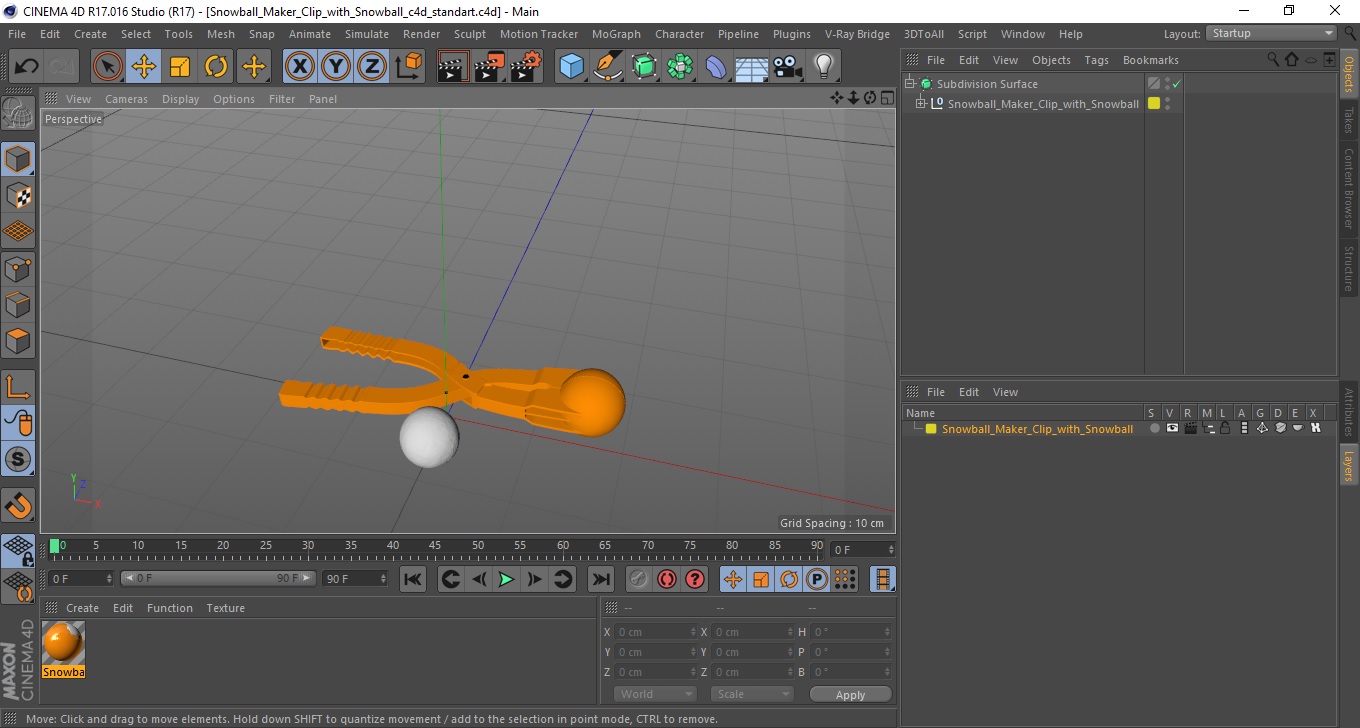 3D Snowball Maker Clip with Snowball model