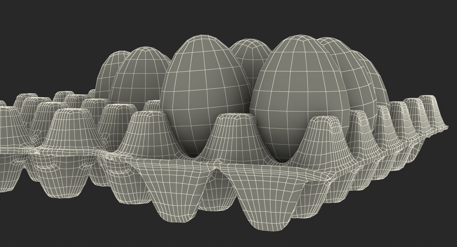 3D model Carton 30 Cells Cardboard with Eggs