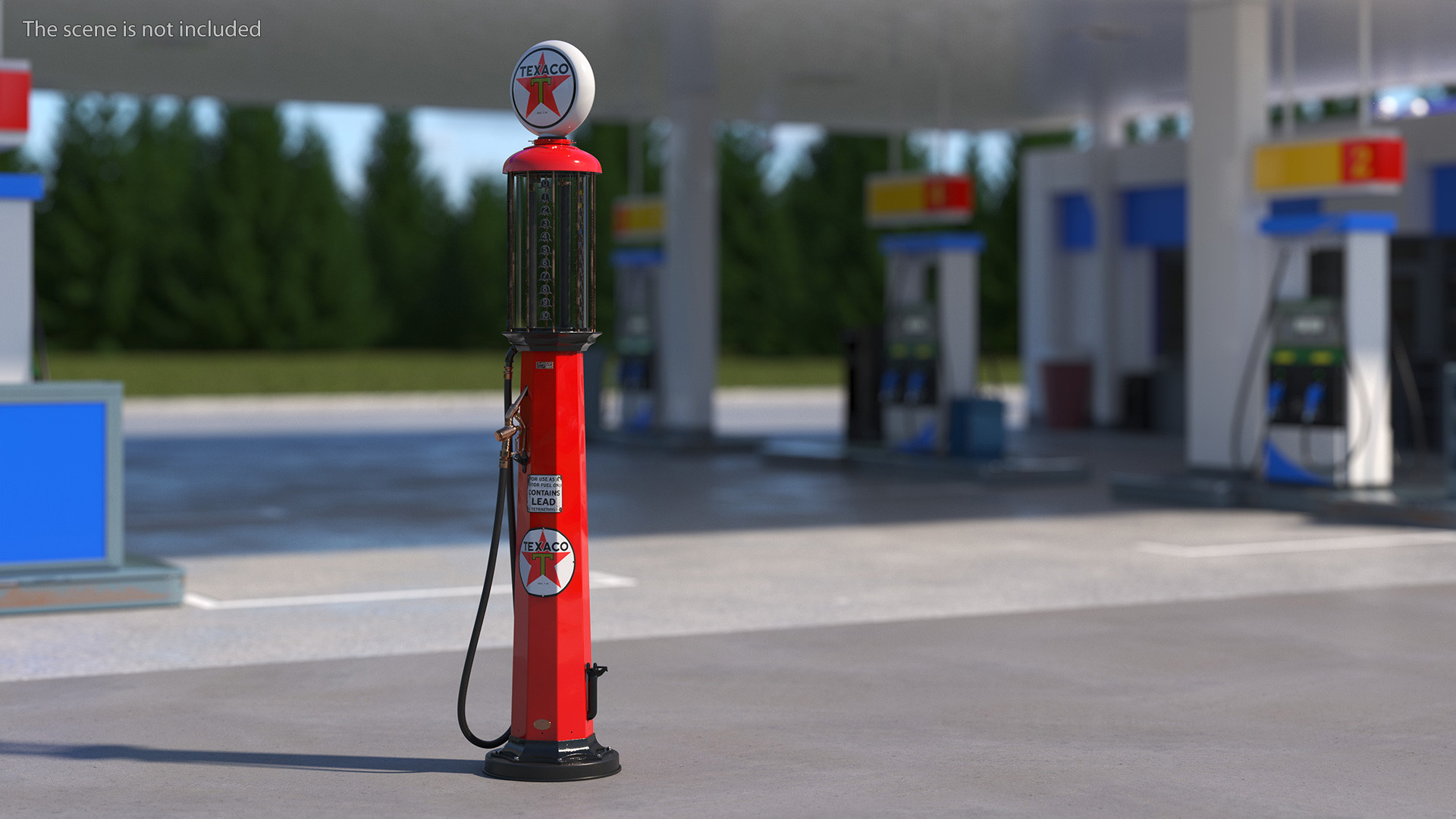 3D Vintage TEXACO Gas Station with Manual Fuel Pump model