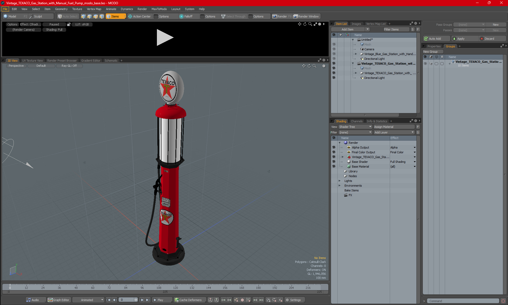 3D Vintage TEXACO Gas Station with Manual Fuel Pump model