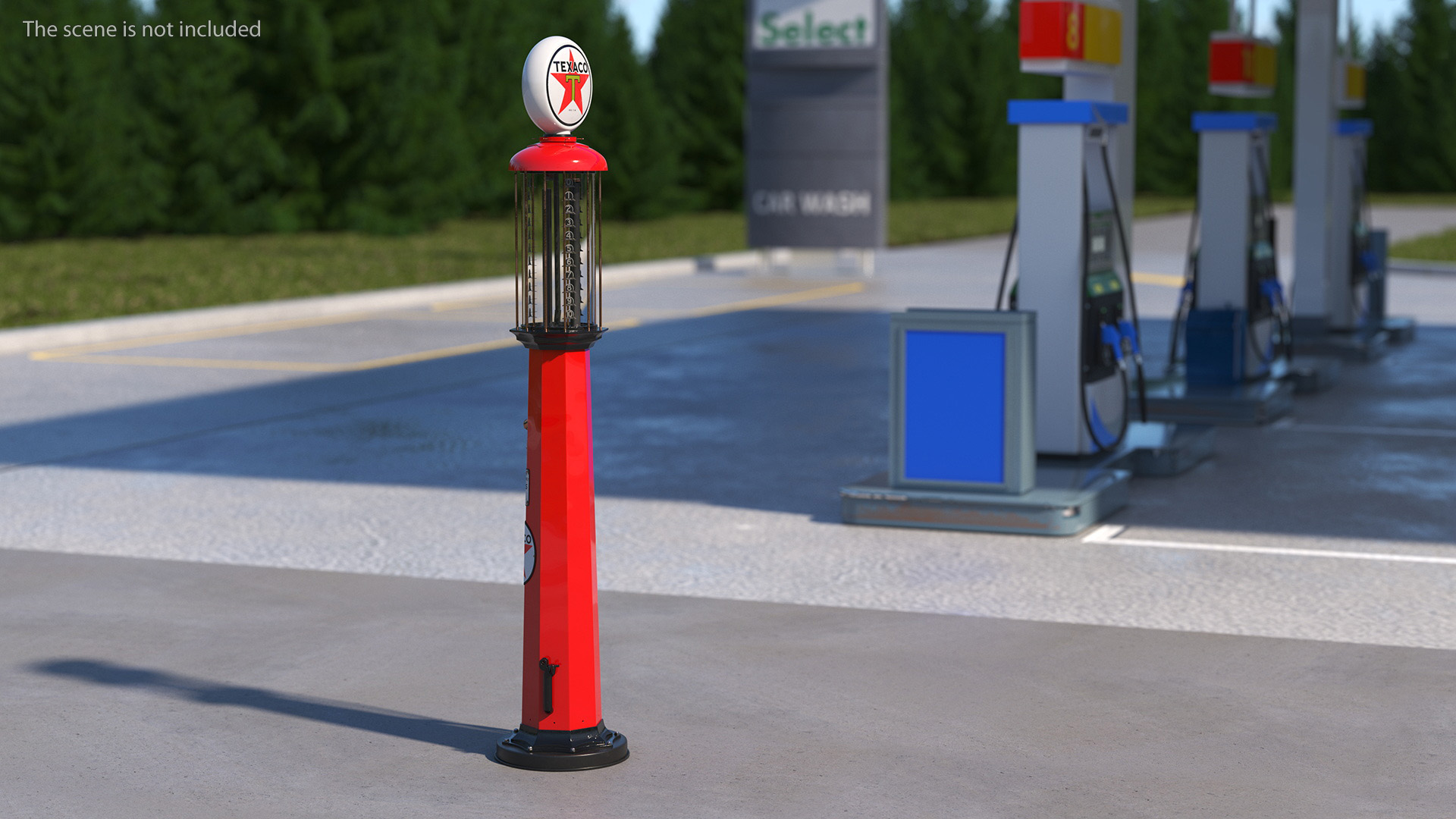 3D Vintage TEXACO Gas Station with Manual Fuel Pump model