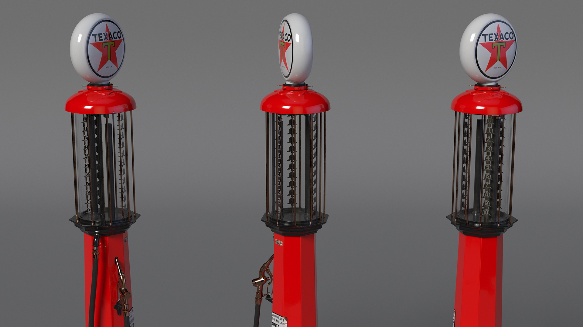 3D Vintage TEXACO Gas Station with Manual Fuel Pump model