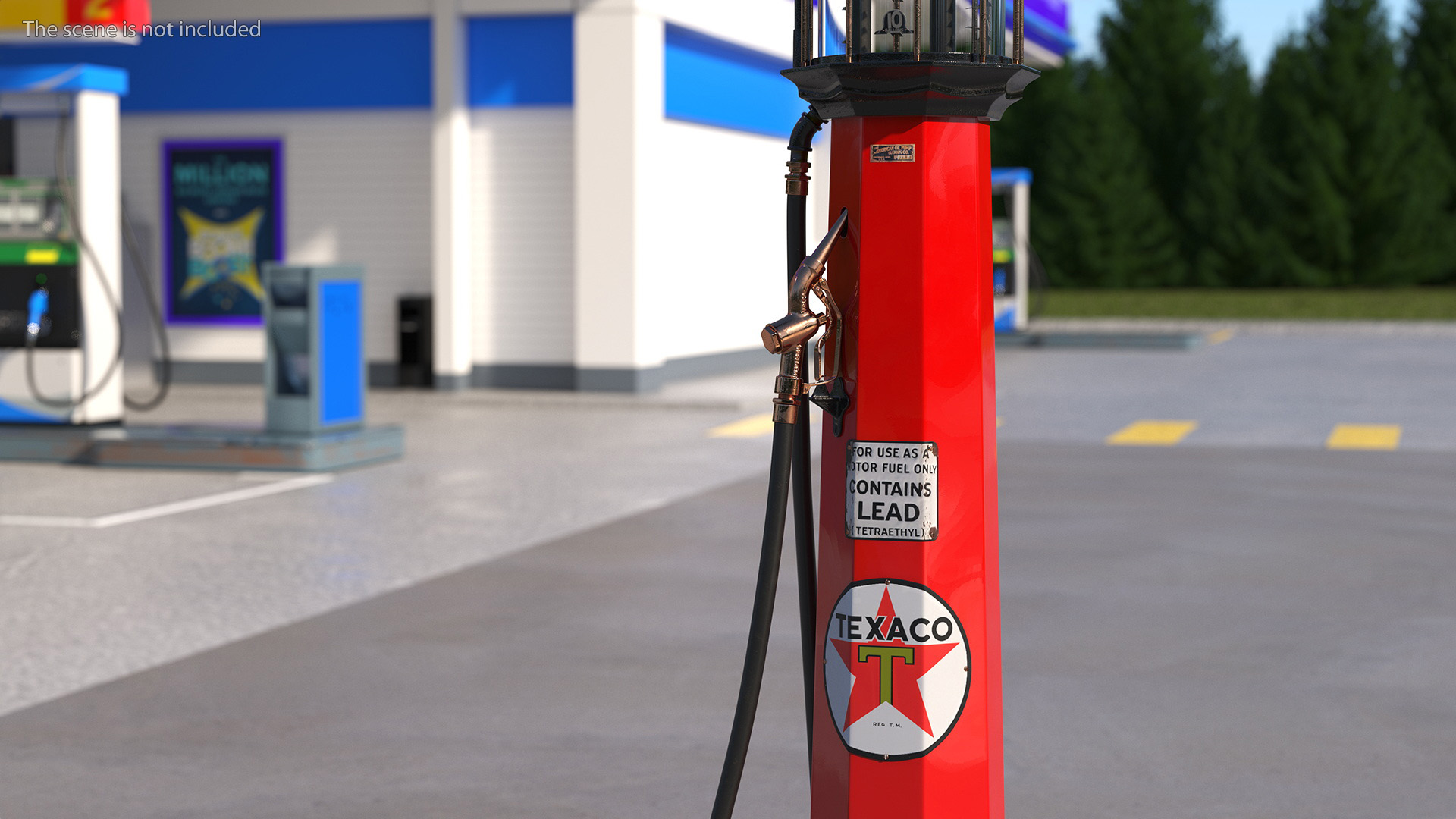3D Vintage TEXACO Gas Station with Manual Fuel Pump model