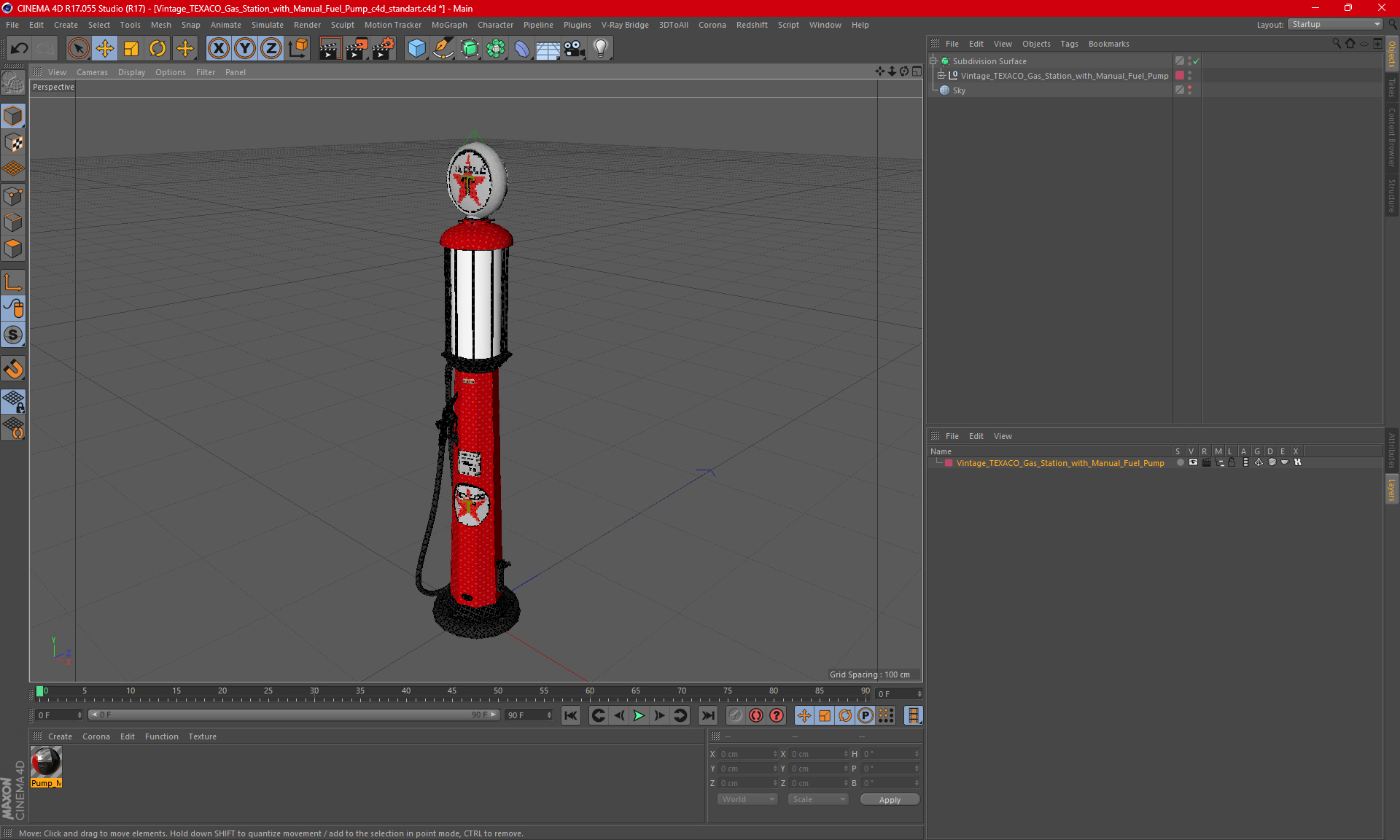 3D Vintage TEXACO Gas Station with Manual Fuel Pump model