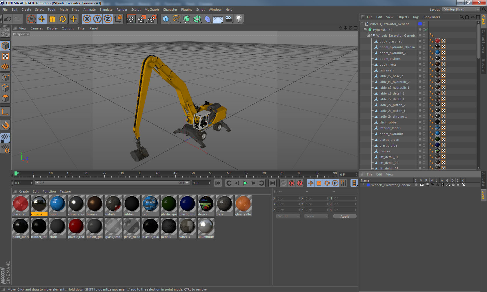 3D model Wheeled Excavator Generic