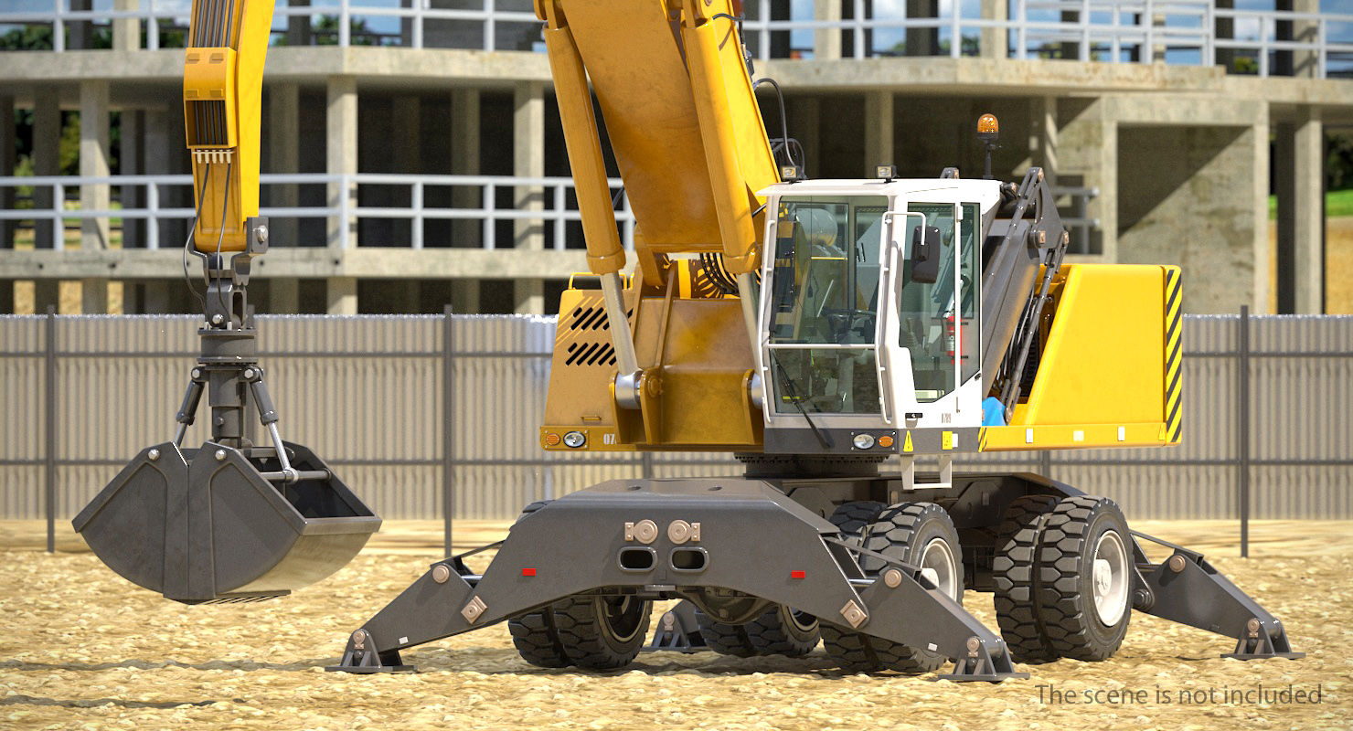3D model Wheeled Excavator Generic