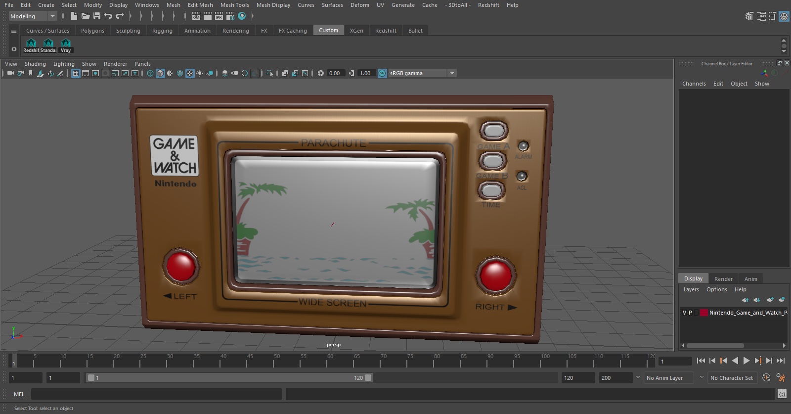 Nintendo Game and Watch Parachute Game Console Turned Off 3D