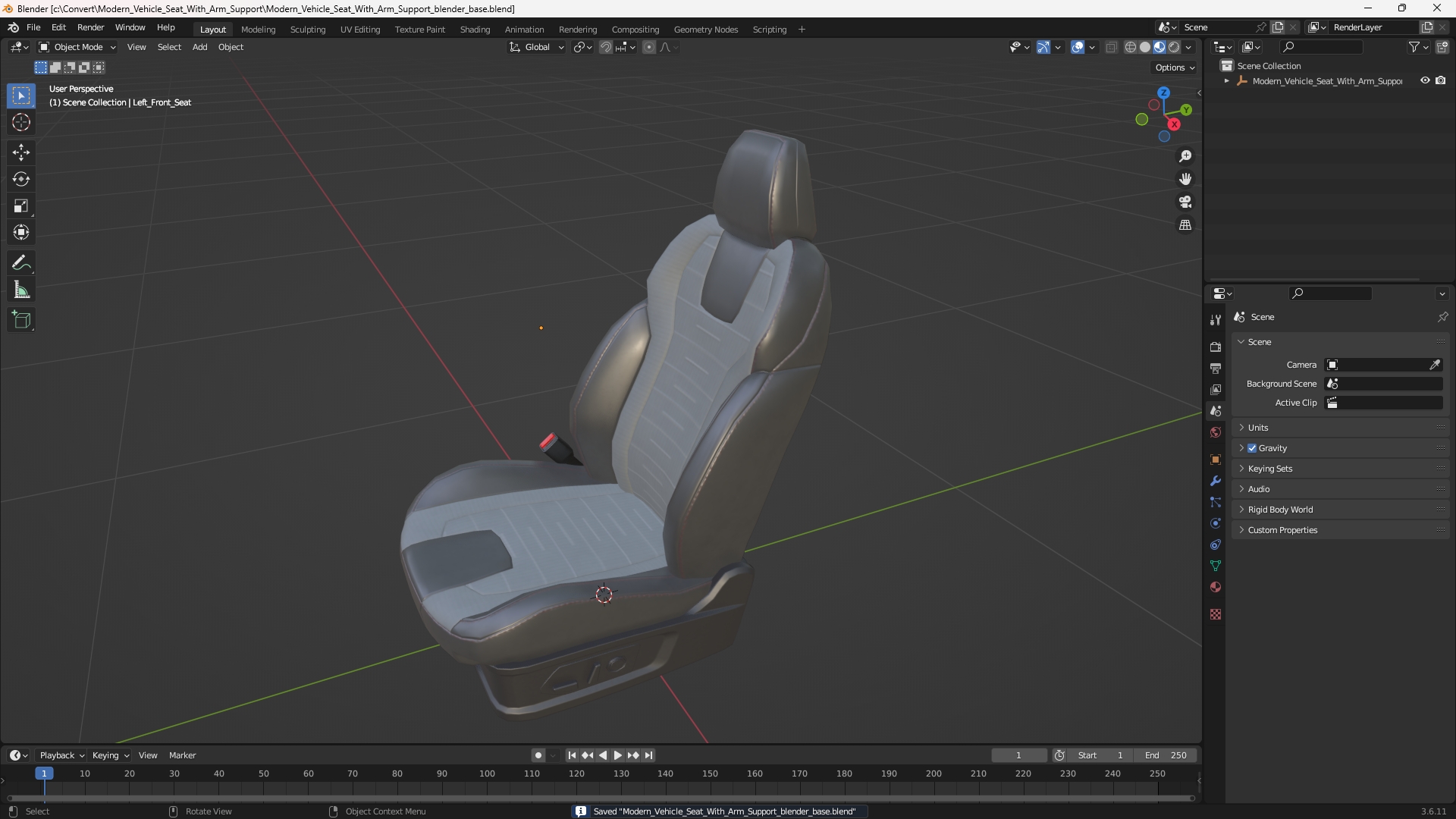 Modern Vehicle Seat With Arm Support - view 10