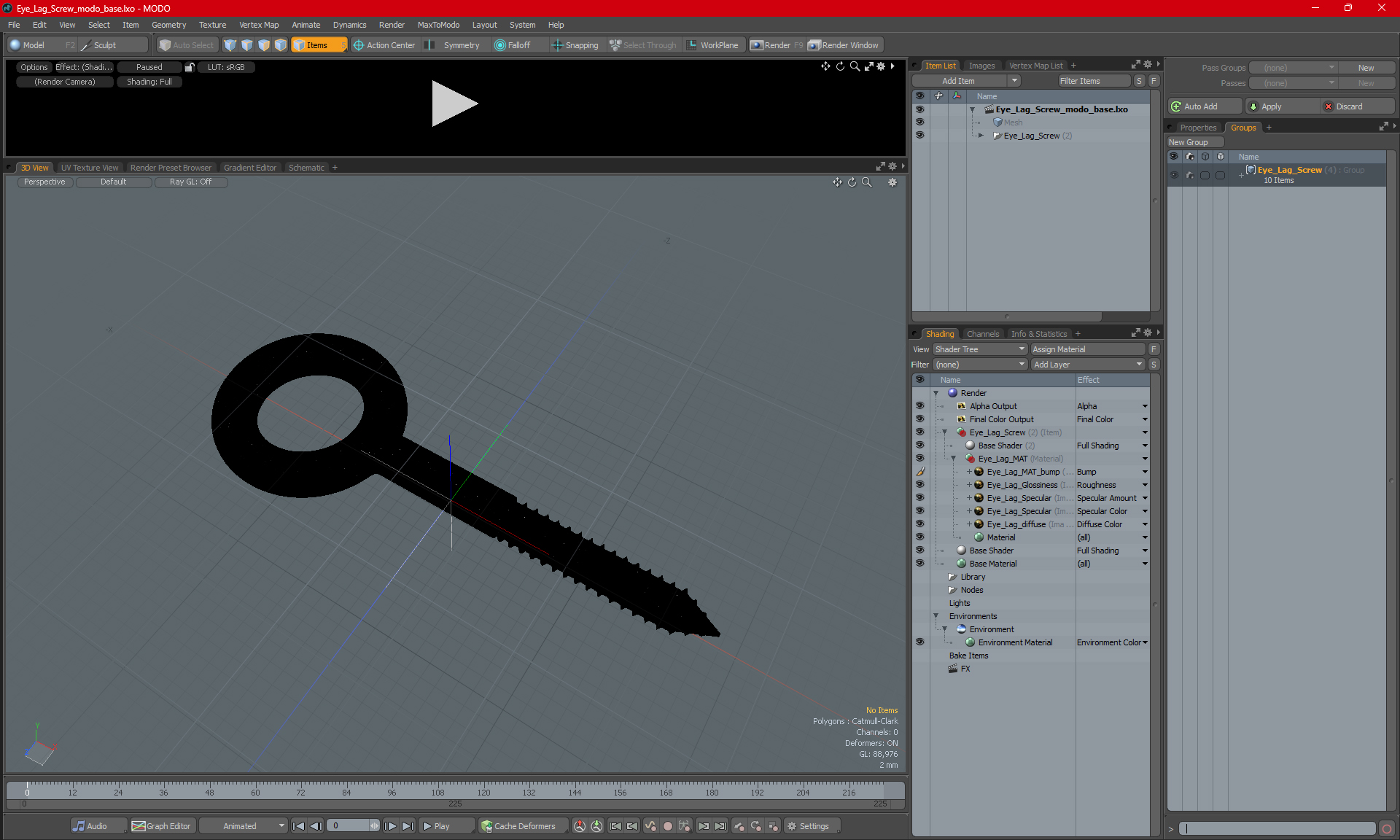 3D Eye Lag Screw model