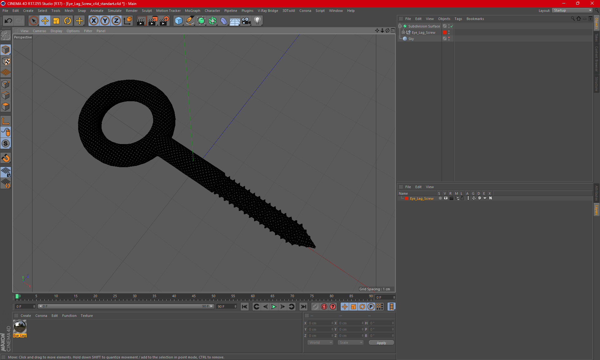3D Eye Lag Screw model