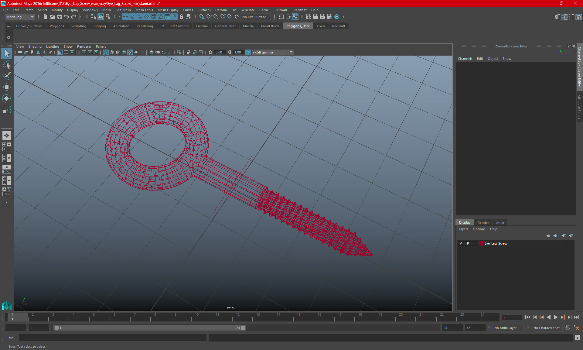 3D Eye Lag Screw model
