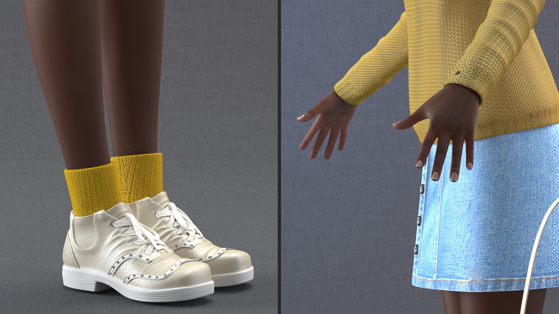 Street Style Black Young Woman T Pose 3D