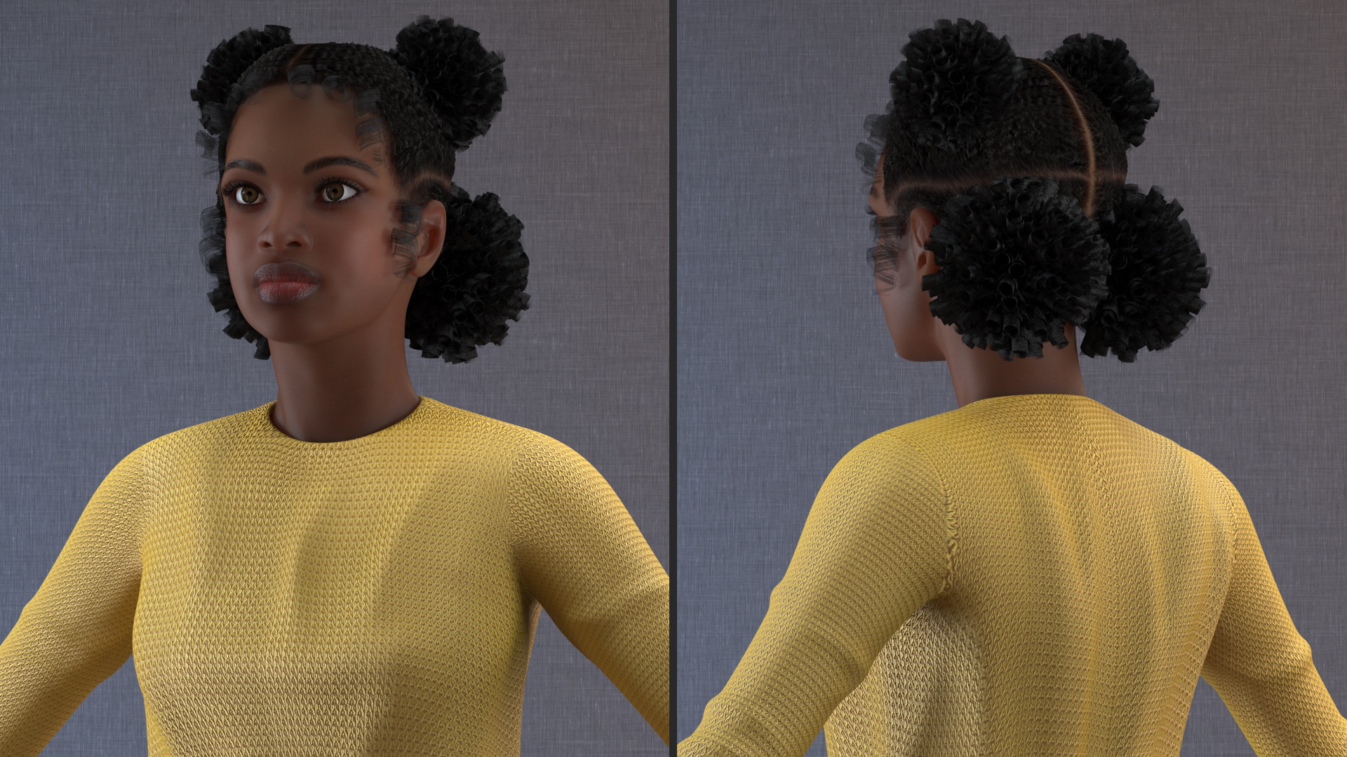 Street Style Black Young Woman T Pose 3D