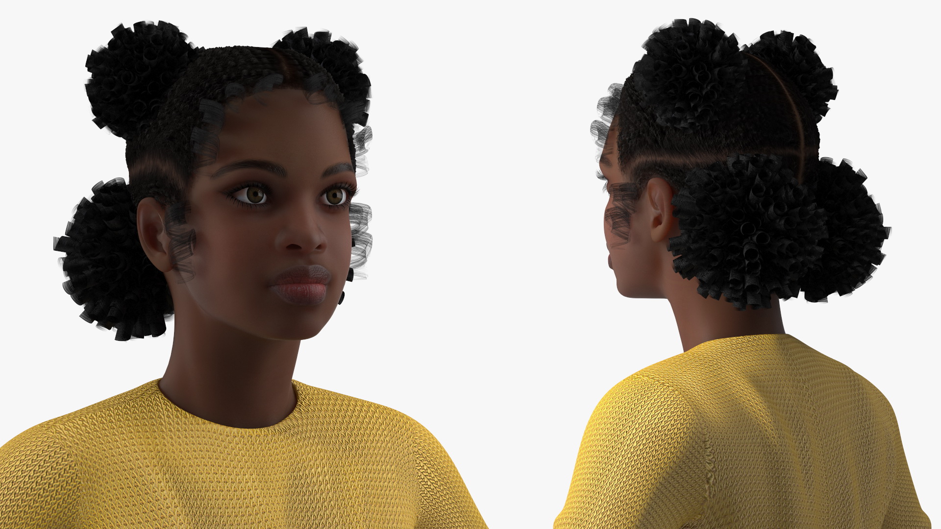 Street Style Black Young Woman T Pose 3D