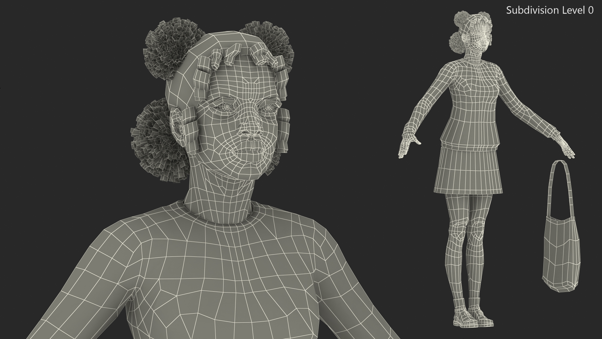 Street Style Black Young Woman T Pose 3D