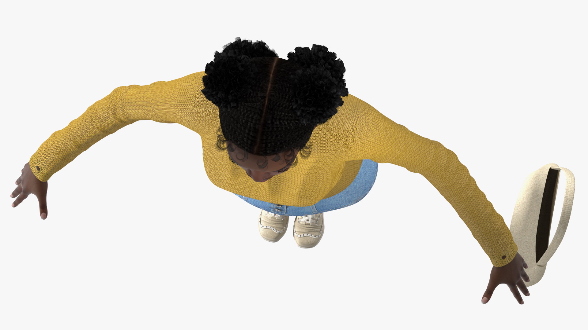 Street Style Black Young Woman T Pose 3D