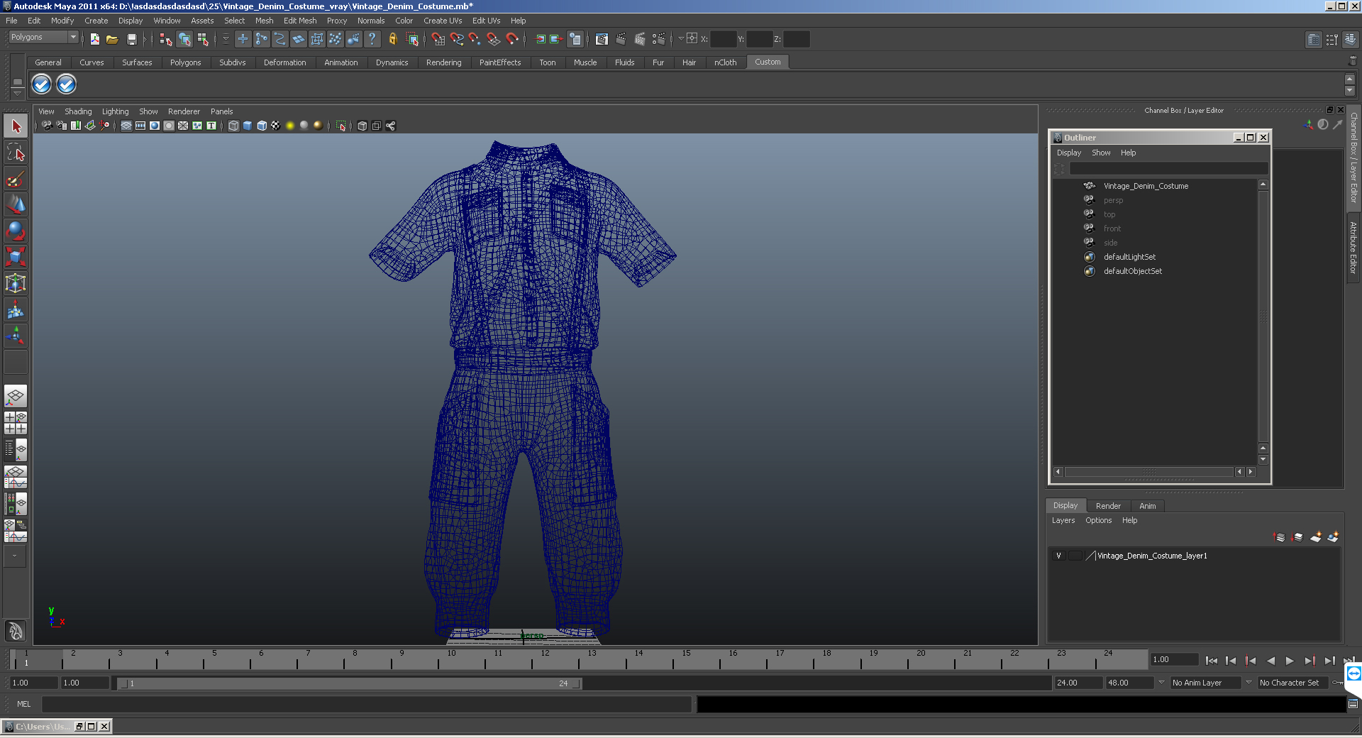 3D Vintage Denim Costume