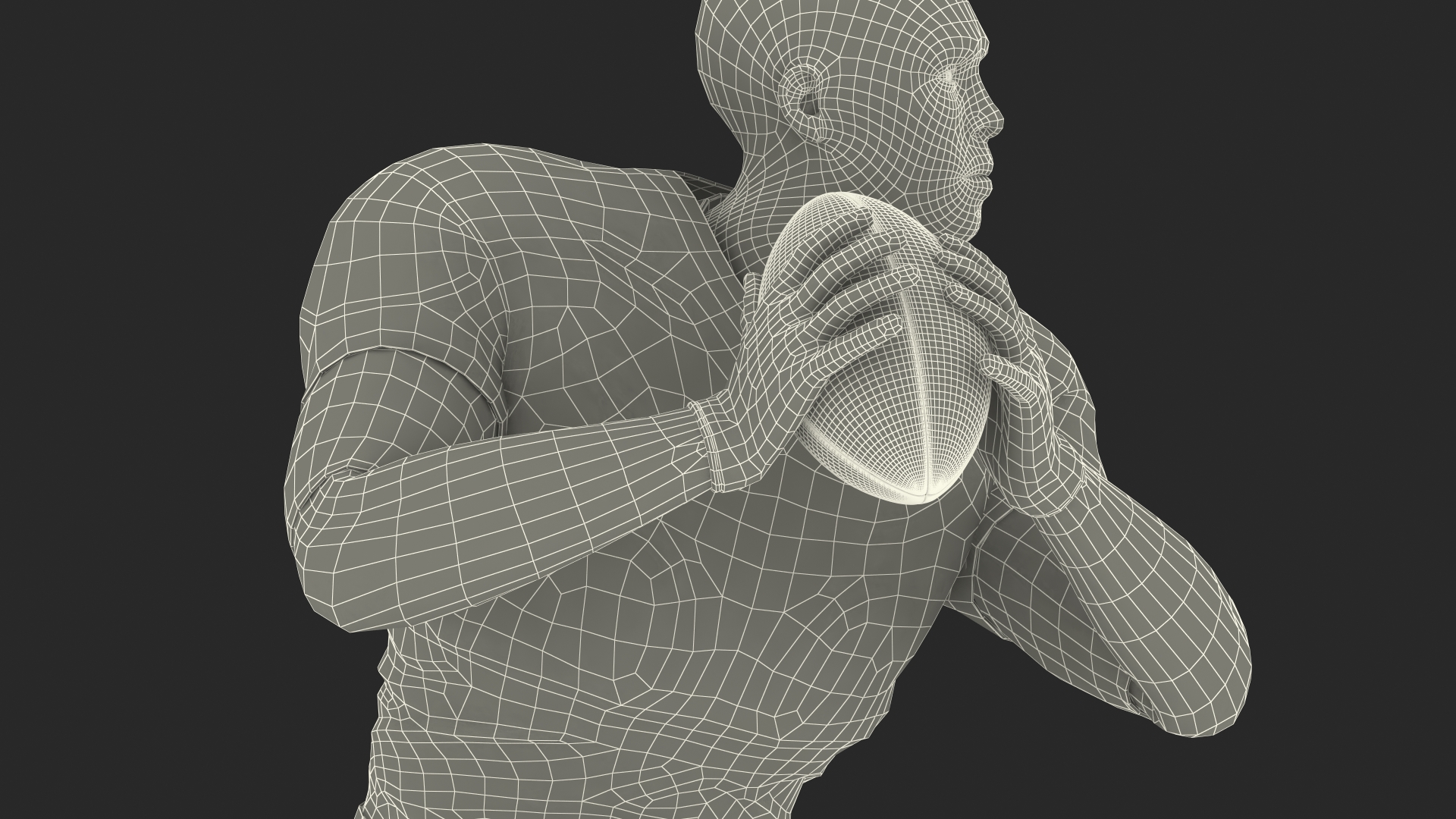 3D Black Man American Football Player Red Uniform Running The Ball model