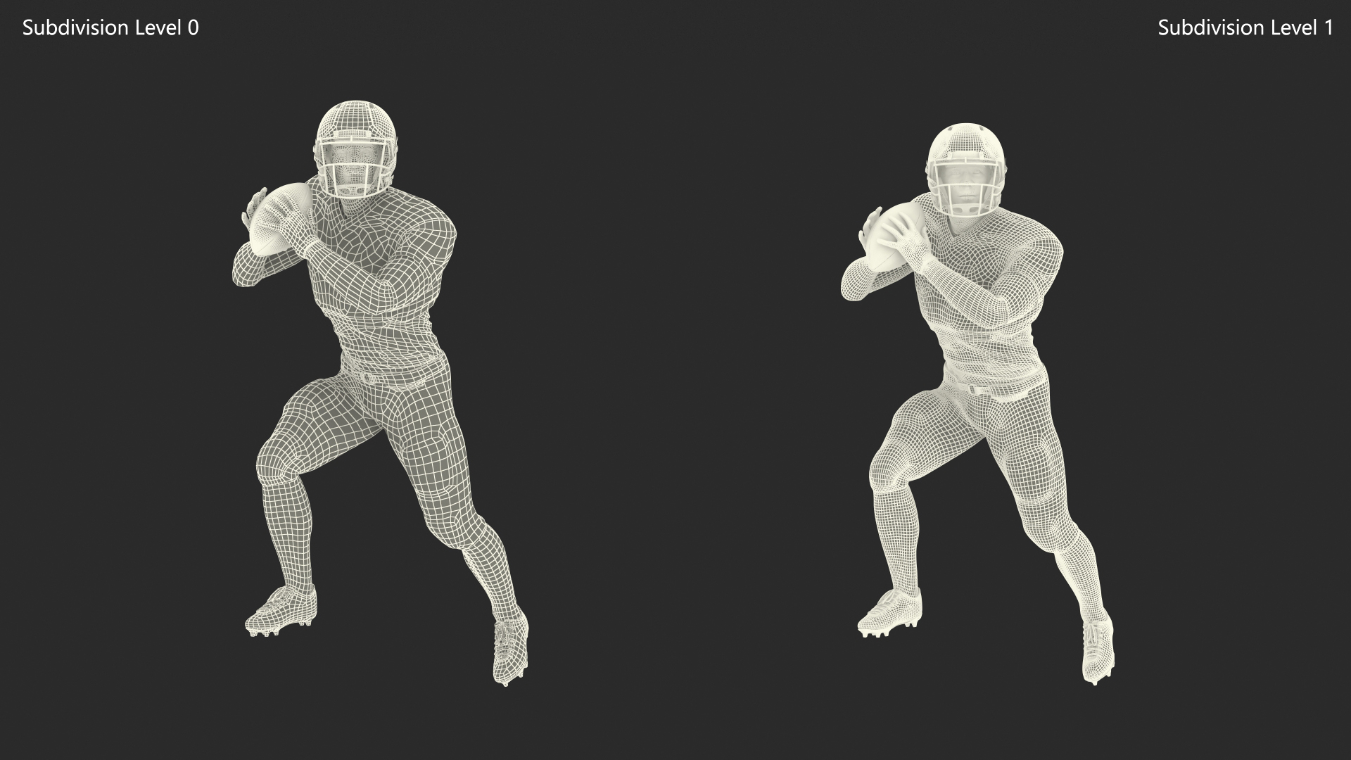 3D Black Man American Football Player Red Uniform Running The Ball model
