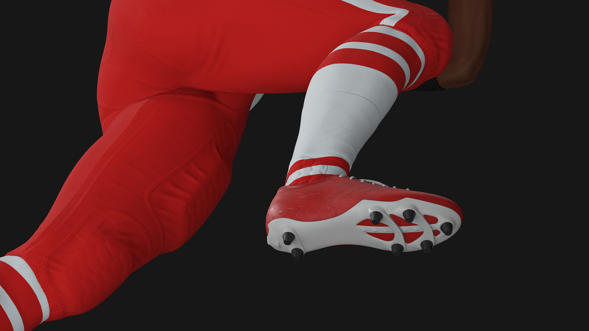 3D Black Man American Football Player Red Uniform Running The Ball model