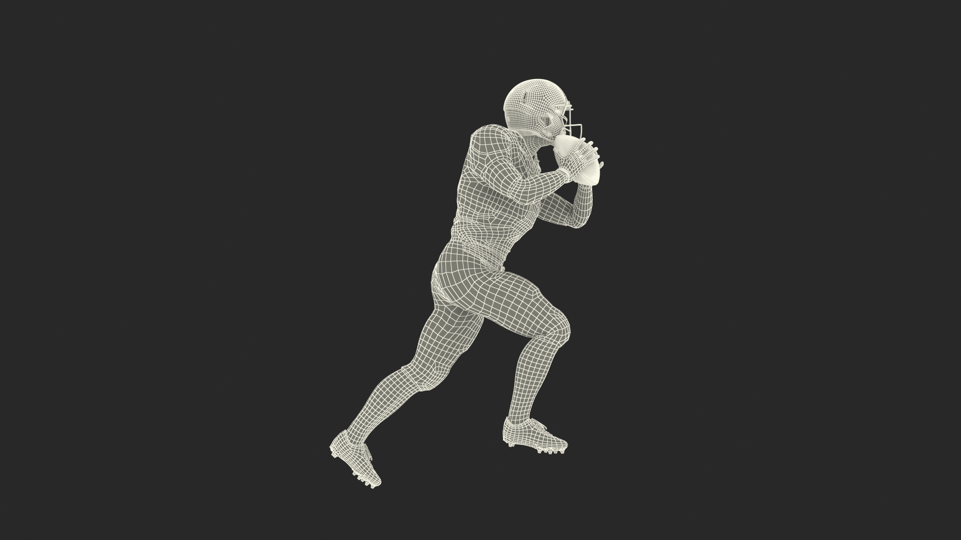 3D Black Man American Football Player Red Uniform Running The Ball model