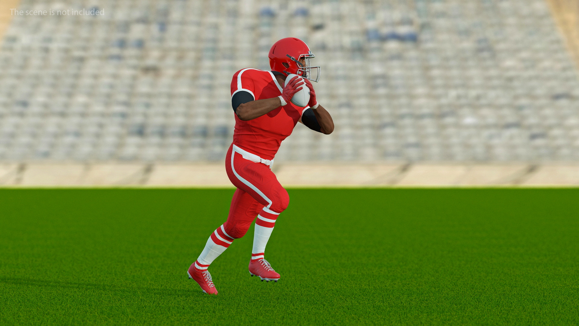 3D Black Man American Football Player Red Uniform Running The Ball model