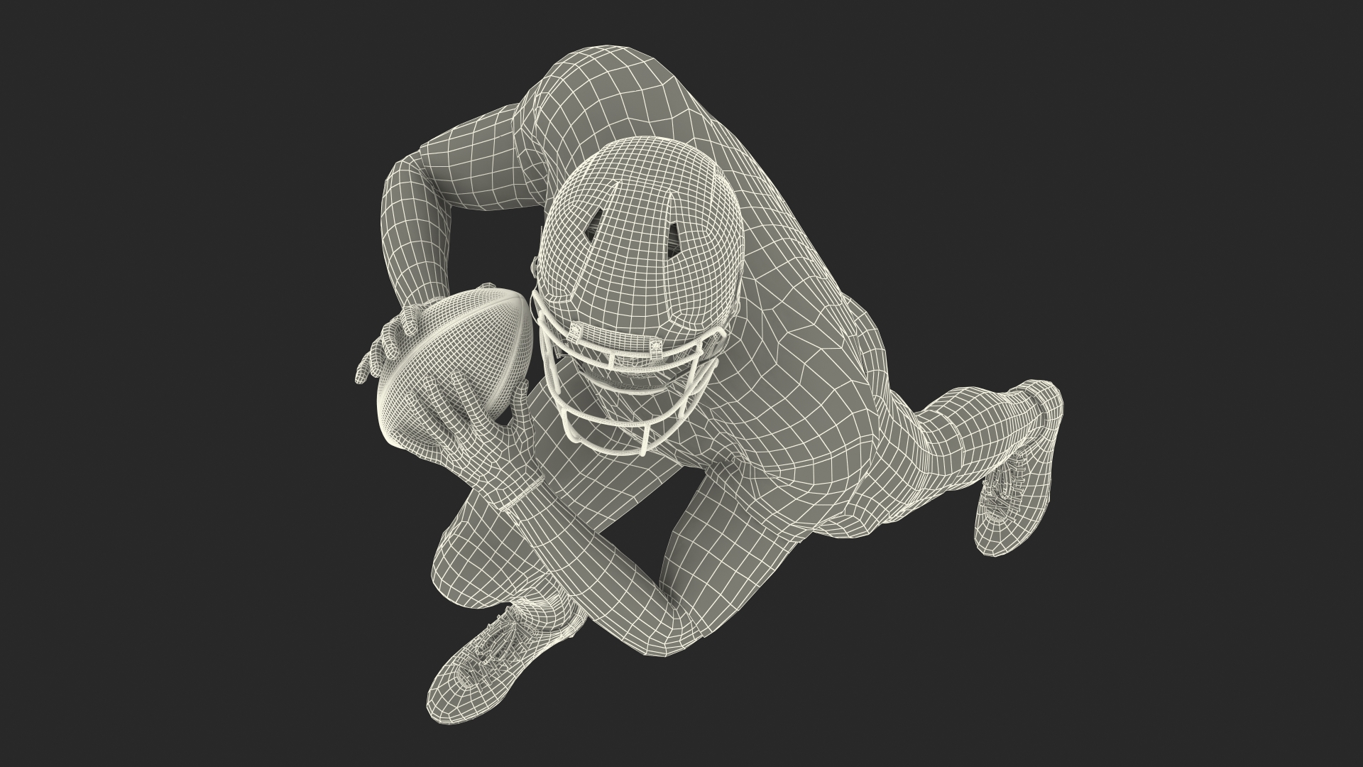 3D Black Man American Football Player Red Uniform Running The Ball model