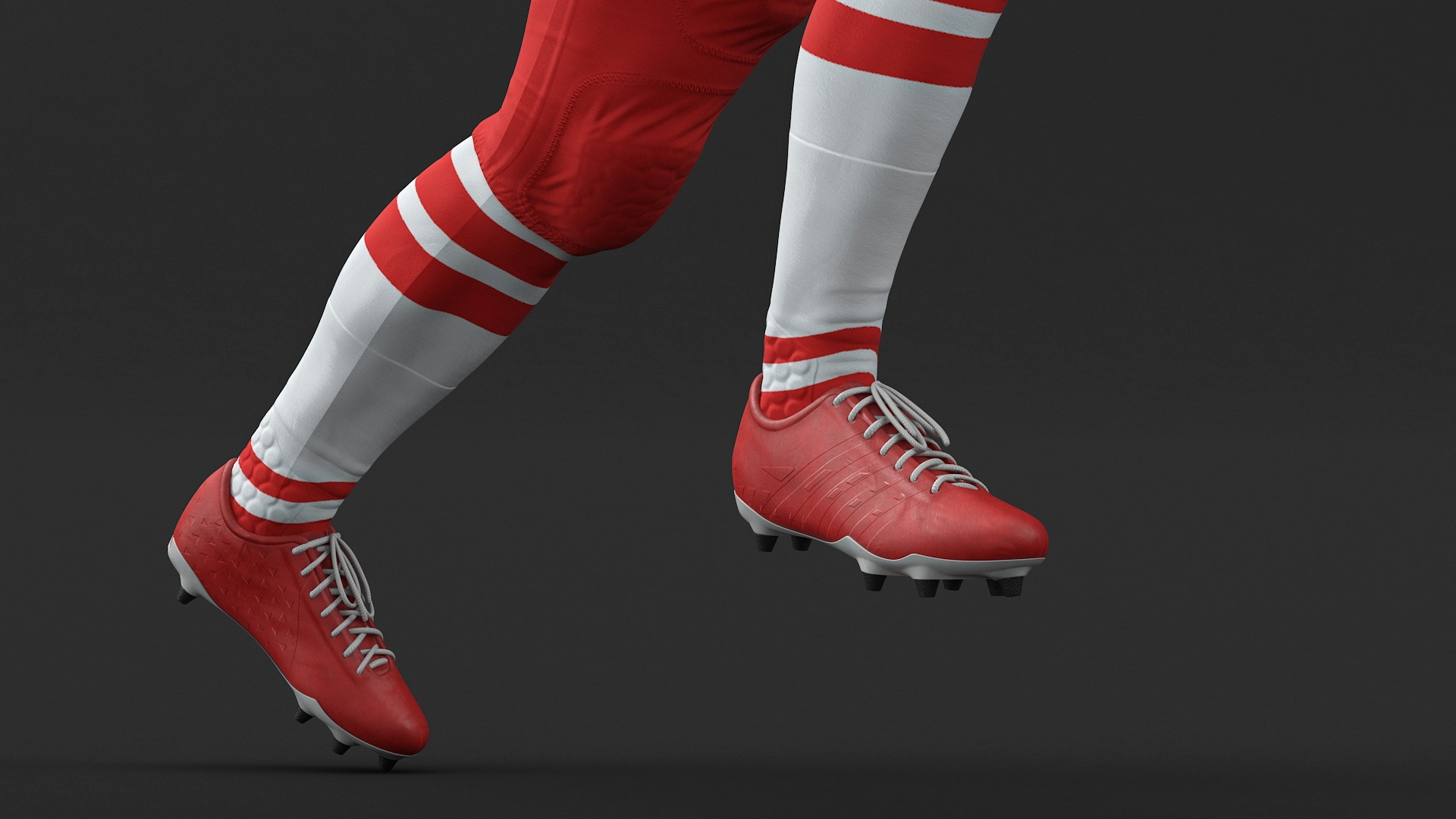 3D Black Man American Football Player Red Uniform Running The Ball model