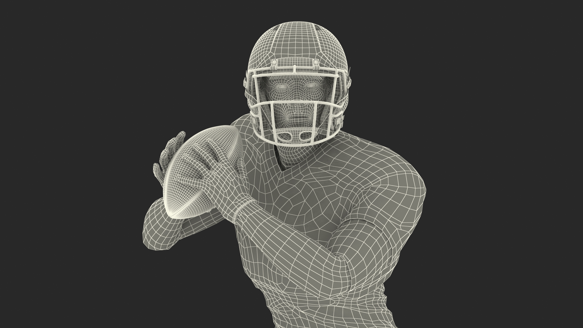 3D Black Man American Football Player Red Uniform Running The Ball model