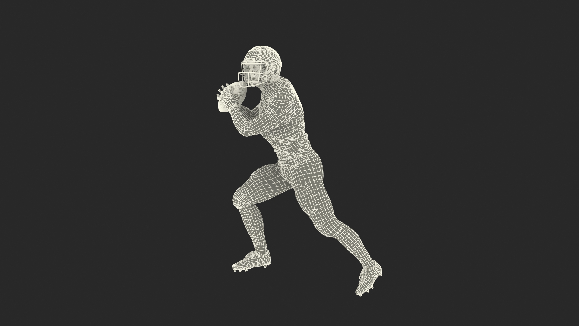 3D Black Man American Football Player Red Uniform Running The Ball model