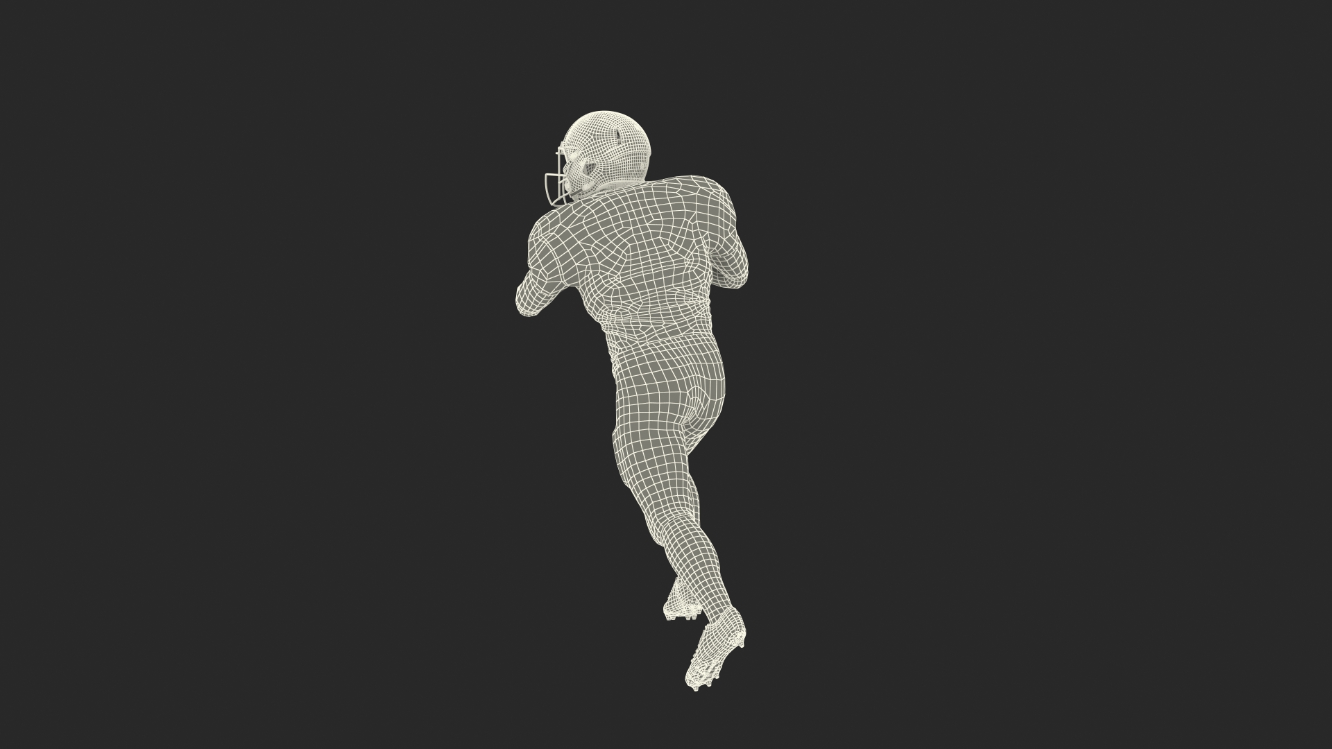 3D Black Man American Football Player Red Uniform Running The Ball model