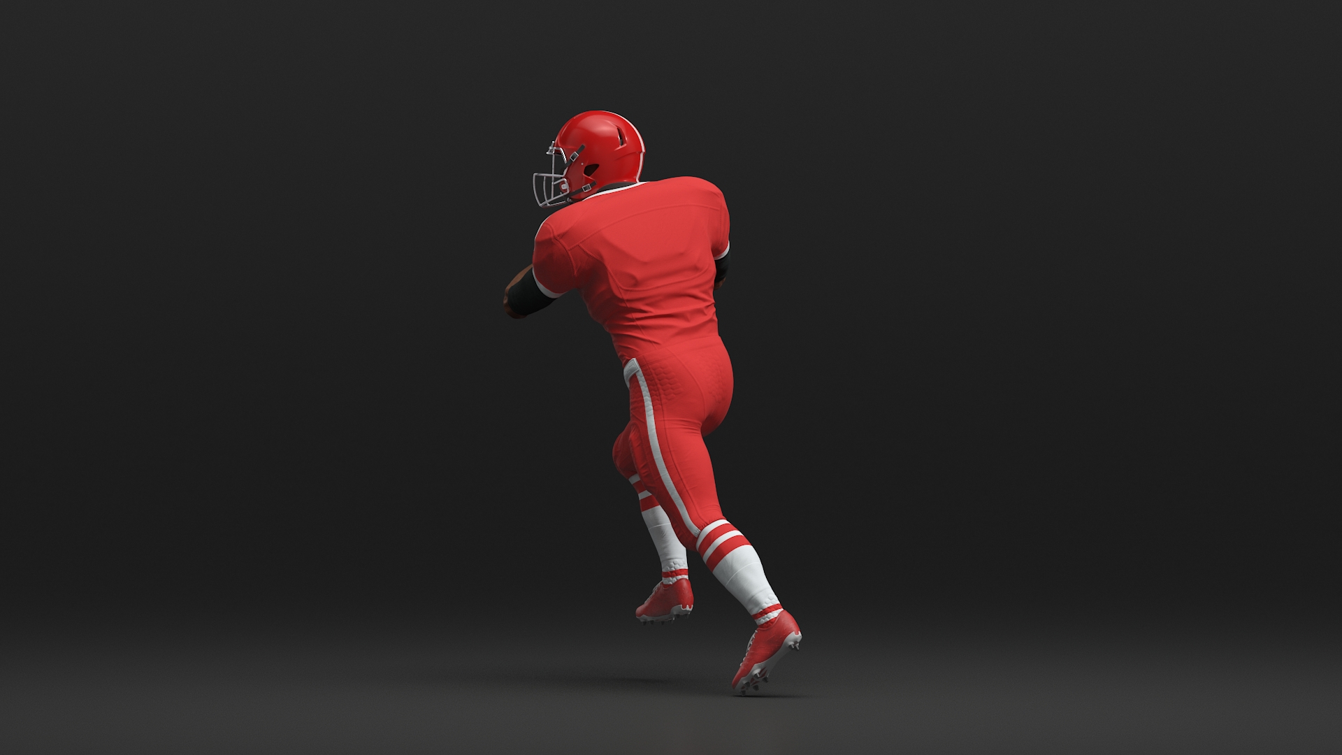 3D Black Man American Football Player Red Uniform Running The Ball model